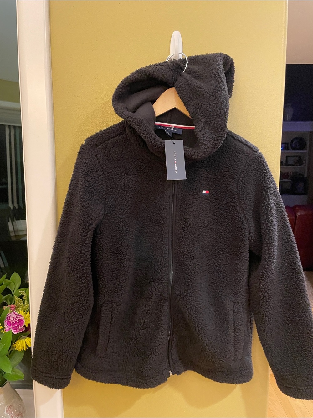 NWT Tommy Hilfiger Women’s Black Sherpa Hooded Jacket
